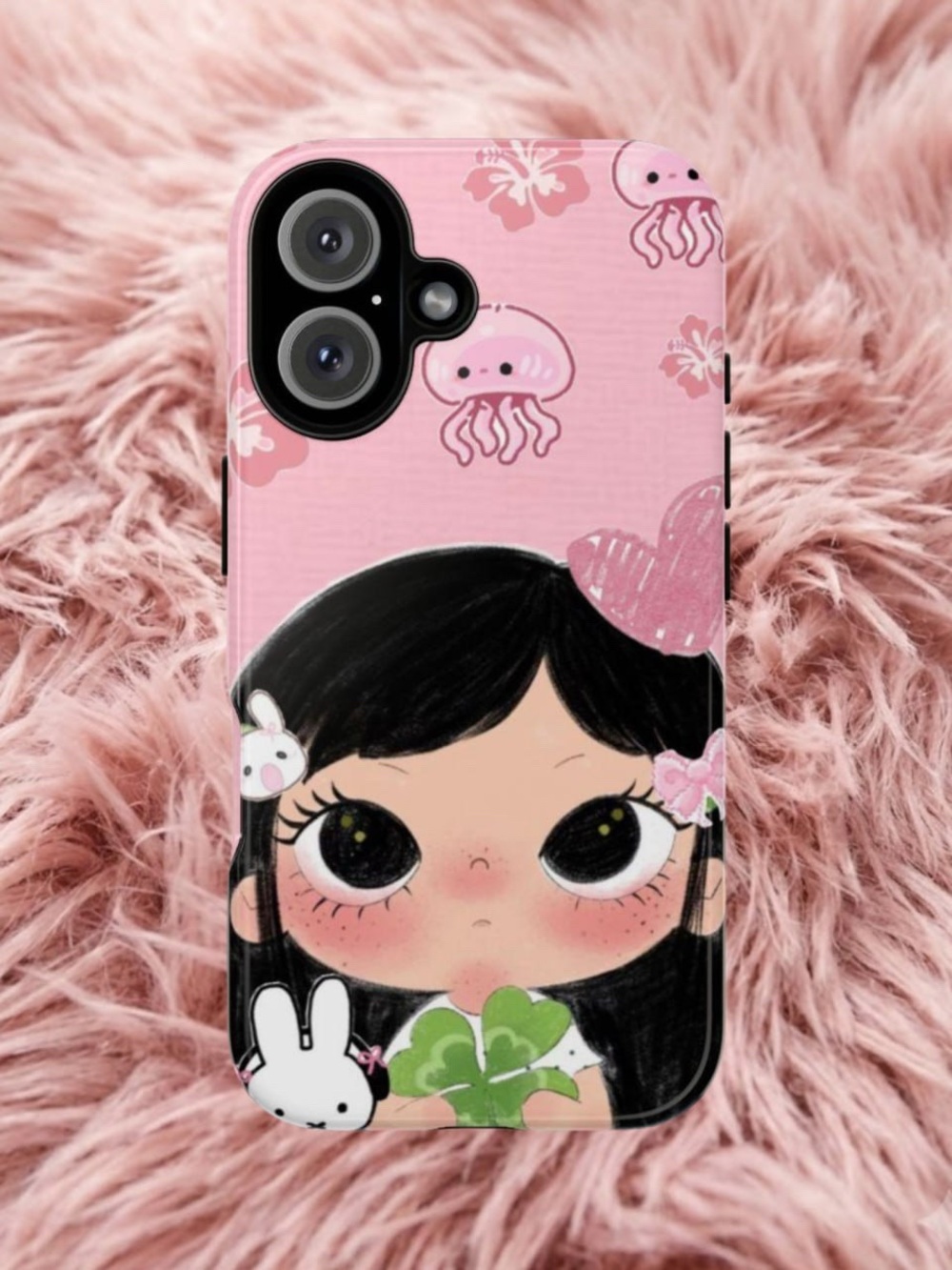 Cute Pink Cartoon Girl Phone Case for Cell Phones